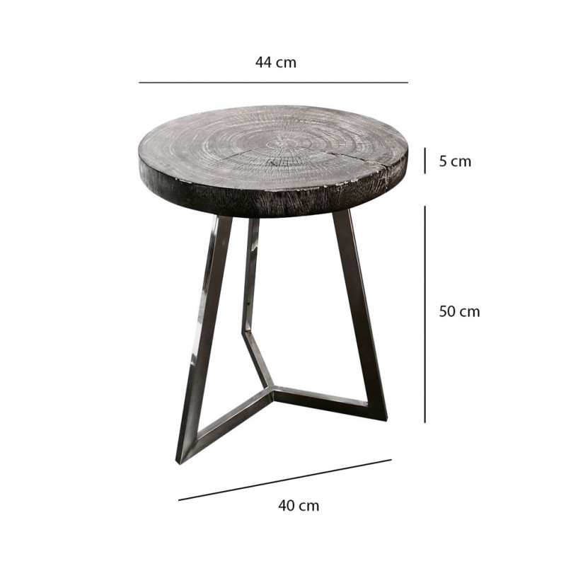 Bout de canapé/Table d'appoint en bois de teck peint en noir – REGLYS