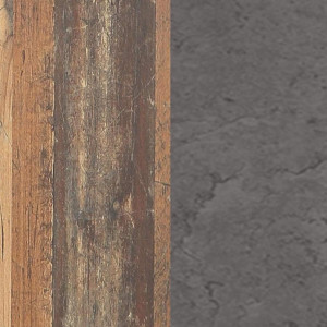 Bureau droit L160cm 3 tiroirs effet bois vieilli et béton gris - BUCK