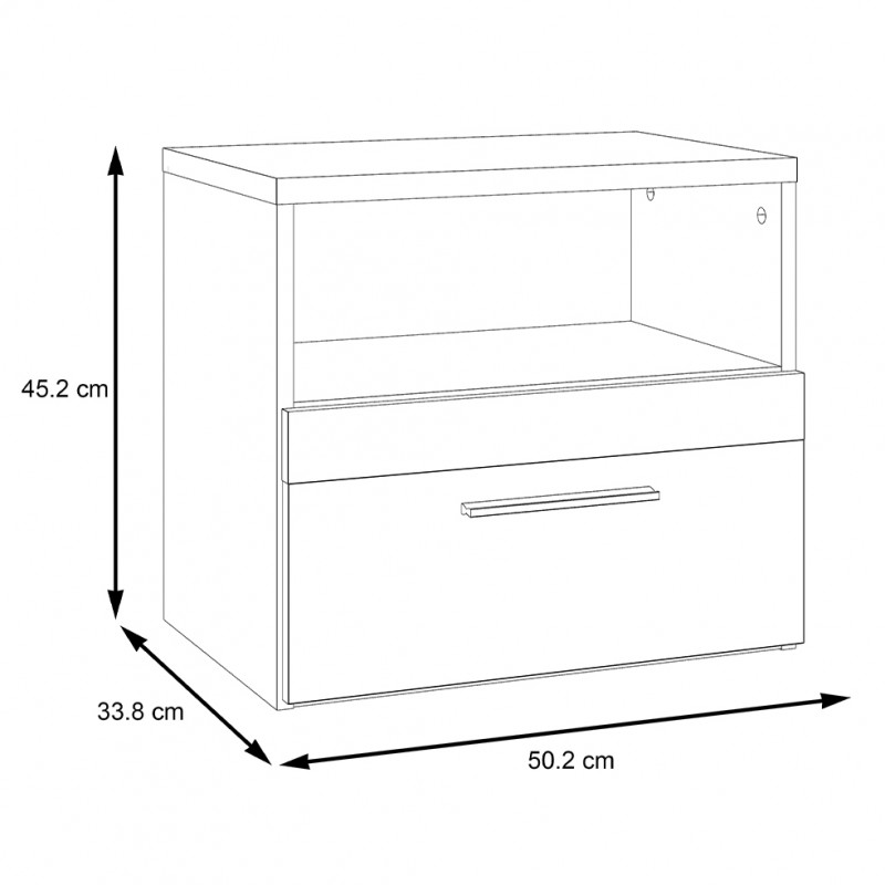 Table de chevet en panneaux de particules, finition noir et chêne - KAMILA