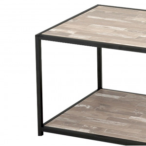 TABLE BASSE rectangulaire pied métal - plateau bois vieilli - style industriel contemporain - FIXI