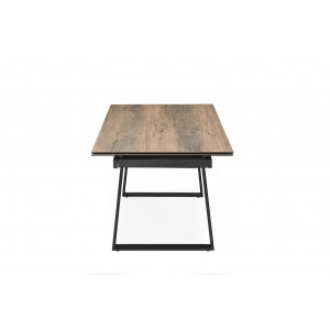 Table de repas extensible 160/240 cm en céramique Italienne effet bois vieilli et pieds luge métal noir - TEXAS 02