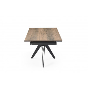 Table de repas extensible 160/240 cm en céramique Italienne effet bois vieilli et pied étoile en métal noir - TEXAS 06