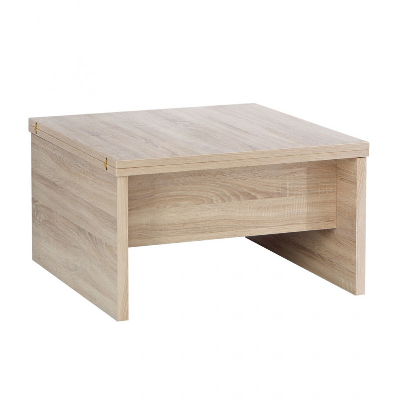 Table basse carré réhaussable et extensible décor bois clair - SOFYA