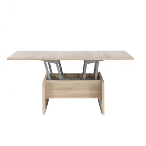Table basse carré réhaussable et extensible décor bois clair - SOFYA