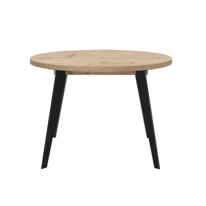 Table ronde extensible 110/155 cm decor bois - Pieds métal - VANESSA
