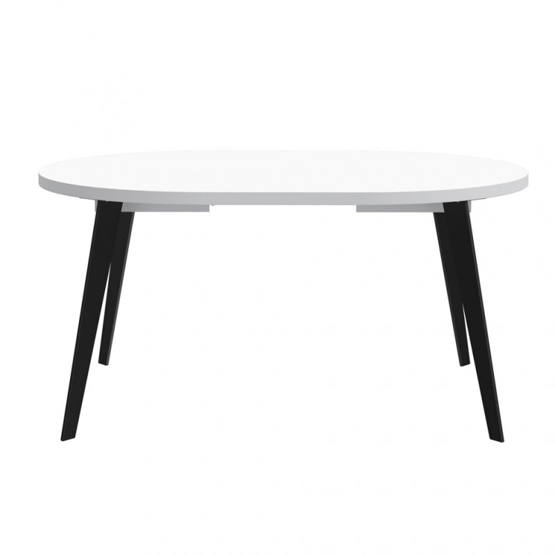 Table ronde extensible 110/155 cm plateau blanc Pieds métal - VANESSA