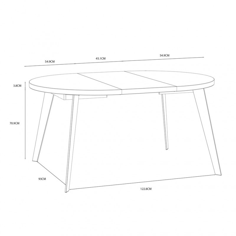 Table ronde extensible 110/155 cm plateau blanc Pieds métal - VANESSA
