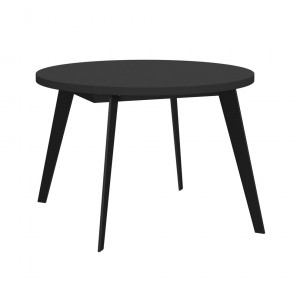 Table extensible ronde décor noir et piètement métal D110 cm - VANESSA