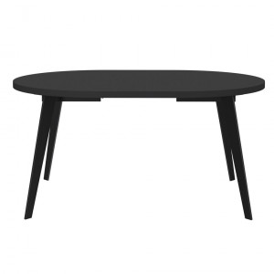Table ronde extensible 110/155 cm plateau noir - Pieds métal - VANESSA