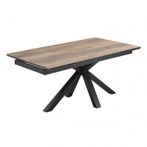 Table extensible 160/240 cm céramique effet bois pied croisé - TEXAS 04