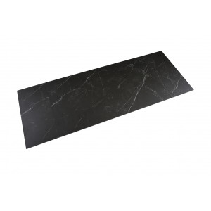Table de repas extensible 160/240 cm en céramique noir marbré mat et pied épais croisé en métal noir - INDIANA 04