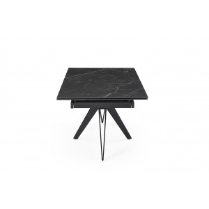 Table de repas extensible 160/240 cm en céramique noir marbré mat et pied étoile en métal noir - INDIANA 06