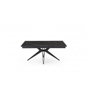 Table de repas extensible 160/240 cm en céramique noir marbré mat et pied étoile en métal noir - INDIANA 06