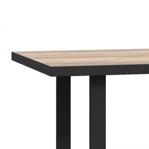 Table fixe décor bois clair avec piètement luge en métal noir - CELIA
