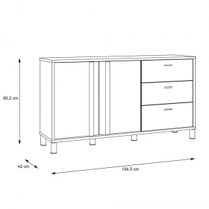 Buffet/Armoirette 85x155 décor bois clair avec piètement métal - CELIA