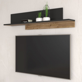 Etagère en panneaux de particules décor bois et métal noir – CELIA