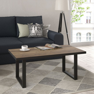 Table basse décor bois clair avec piètement luge en métal noir - CELIA