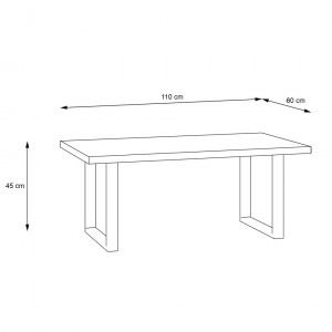Table basse décor bois clair avec piètement luge en métal noir - CELIA