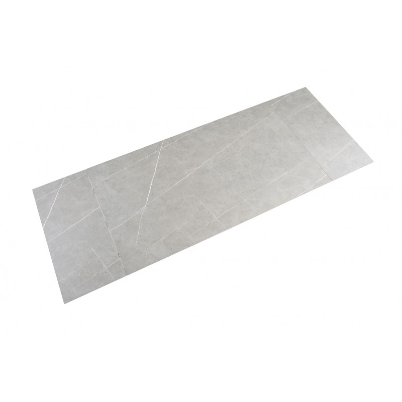 Table de repas extensible 160/240 cm en céramique gris marbré mat et pieds filaires inclinés métal noir - ARIZONA 01
