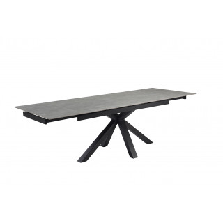 Table de repas extensible 160/240 cm en céramique gris marbré mat et pied épais croisé en métal noir - ARIZONA 04