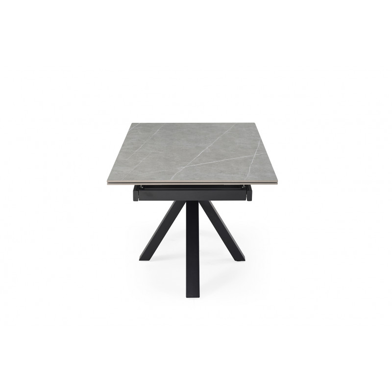 Table de repas extensible 160/240 cm en céramique gris marbré mat et pied épais croisé en métal noir - ARIZONA 04