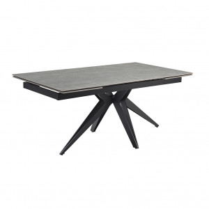 Table de repas extensible 160/240 cm en céramique gris marbré mat et pied étoile en métal noir - ARIZONA 06