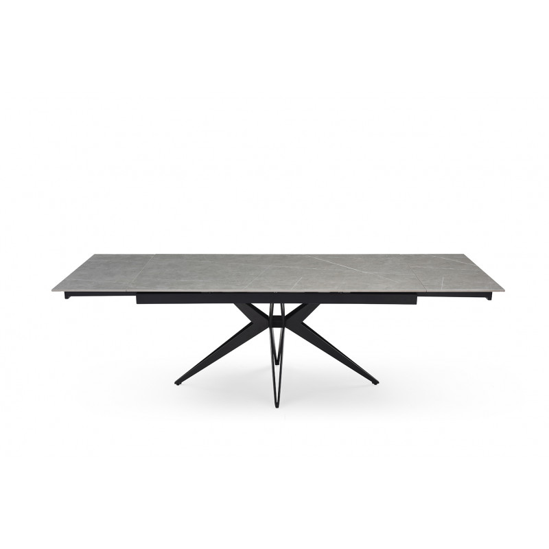 Table de repas extensible 160/240 cm en céramique gris marbré mat et pied étoile en métal noir - ARIZONA 06