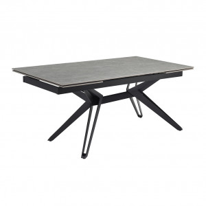 Table de repas extensible 160/240 cm en céramique gris marbré mat et pied trapèze en métal noir - ARIZONA 07