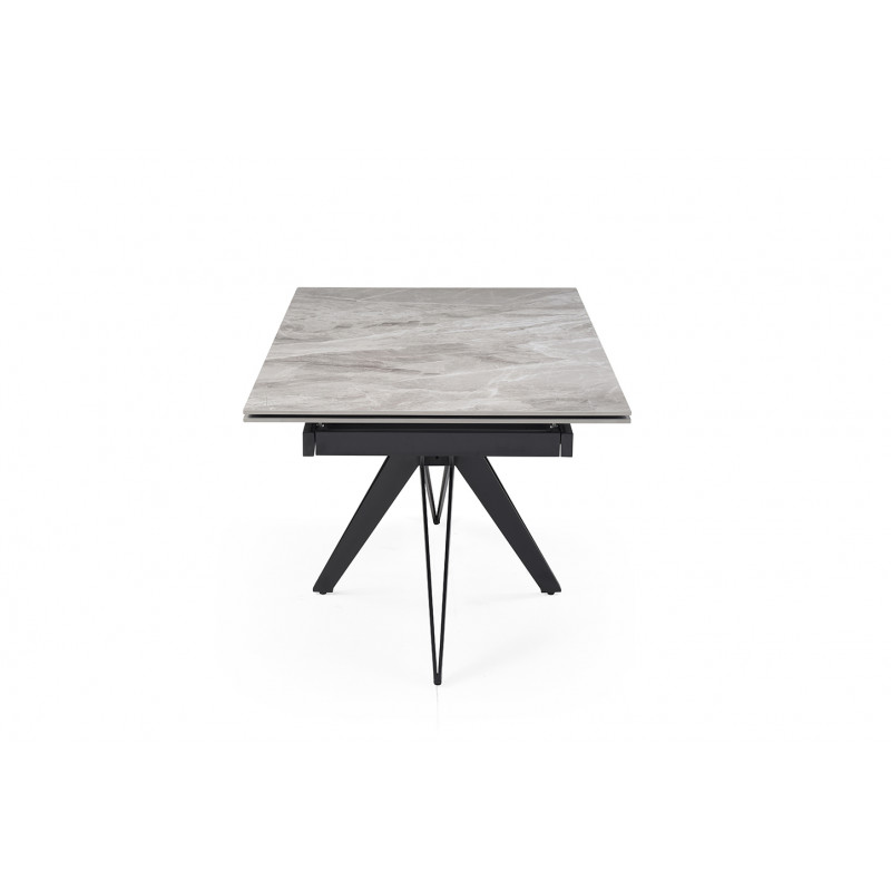 Table de repas extensible 160/240 cm céramique Italienne gris marbré brillant et pied étoile en métal noir - DAKOTA 06