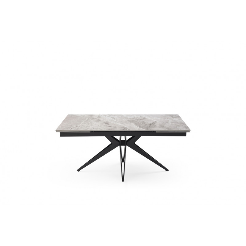 Table de repas extensible 160/240 cm céramique Italienne gris marbré brillant et pied étoile en métal noir - DAKOTA 06