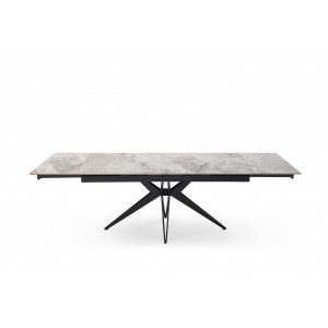 Table de repas extensible 160/240 cm céramique Italienne gris marbré brillant et pied étoile en métal noir - DAKOTA 06