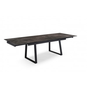 Table de repas extensible 160/240 cm céramique Espagnole gris vieilli mat et pieds luge métal noir - MAINE 02
