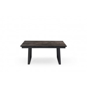 Table de repas extensible 160/240 cm céramique Espagnole gris vieilli mat et pieds luge métal noir - MAINE 02