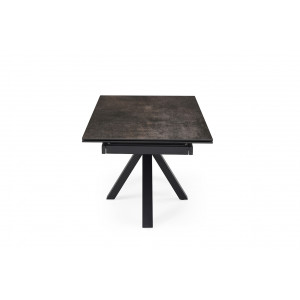 Table de repas extensible 160/240 cm céramique Espagnole gris vieilli mat et pied épais croisé en métal noir - MAINE 04