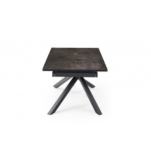 Table de repas extensible 160/240 cm céramique Espagnole gris vieilli mat et pied torsadé en métal noir - MAINE 05