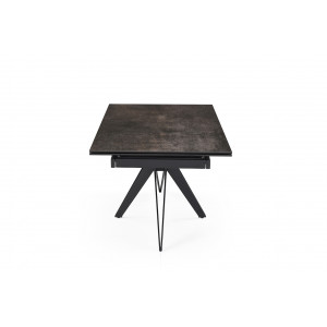 Table de repas extensible 160/240 cm céramique Espagnole gris vieilli mat et pied étoile en métal noir - MAINE 06