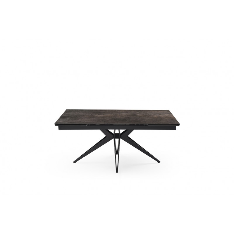 Table de repas extensible 160/240 cm céramique Espagnole gris vieilli mat et pied étoile en métal noir - MAINE 06