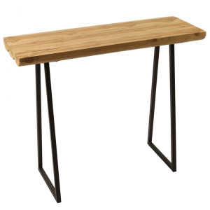 Table/Console avec plateau en bois de teck et piètement métal – THAÏS