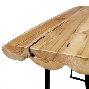 Table/Console avec plateau en bois de teck et piètement métal – THAÏS