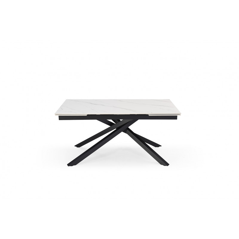 Table de repas extensible 160/240 cm céramique blanc marbré mat et pied torsadé en métal noir - NEVADA 05