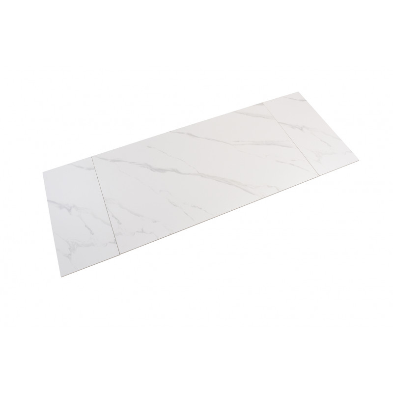 Table de repas extensible 160/240 cm céramique blanc marbré mat et pied torsadé en métal noir - NEVADA 05