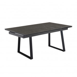 Table de repas extensible 160/240 cm céramique gris anthracite mat et pieds luge métal noir - UTAH 02