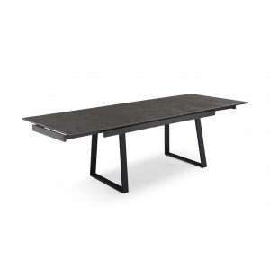 Table de repas extensible 160/240 cm céramique gris anthracite mat et pieds luge métal noir - UTAH 02