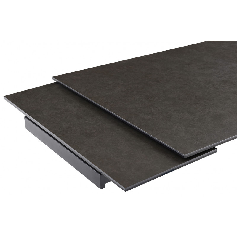 Table de repas extensible 160/240 cm céramique gris anthracite mat et pieds luge métal noir - UTAH 02