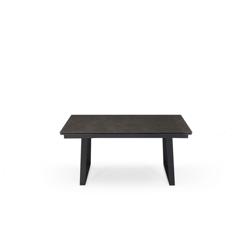 Table de repas extensible 160/240 cm céramique gris anthracite mat et pieds luge métal noir - UTAH 02
