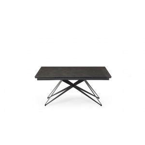 Table de repas extensible 160/240 cm céramique gris anthracite mat et pied géométrique luge métal noir - UTAH 03