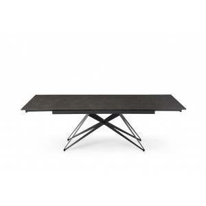 Table de repas extensible 160/240 cm céramique gris anthracite mat et pied géométrique luge métal noir - UTAH 03