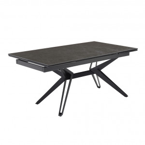 Table de repas extensible 160/240 cm céramique gris anthracite mat et pied trapèze en métal noir - UTAH 07