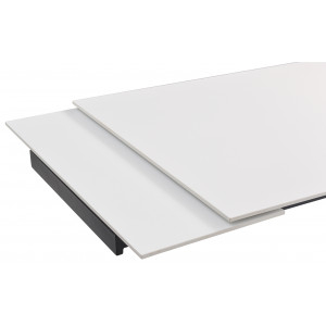 Table de repas extensible 160/240 cm céramique blanc mat et pied épais croisé en métal noir - OREGON 04