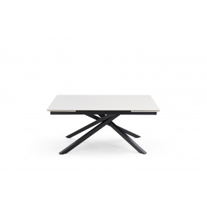 Table de repas extensible 160/240 cm céramique blanc mat et pied torsadé en métal noir - OREGON 05